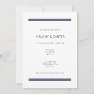 Moderne Blue Stripe Familien Hochzeitsfeiern Einladung