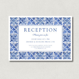 Moderne Blue Tiles Hochzeitsempfehlung Begleitkarte