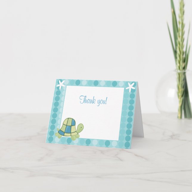 Moderne Blue Turtle Bay Note Card Bitte beachten Dankeskarte (Vorderseite)