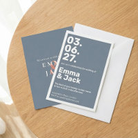 Moderne Blue Vertical Date Hochzeit