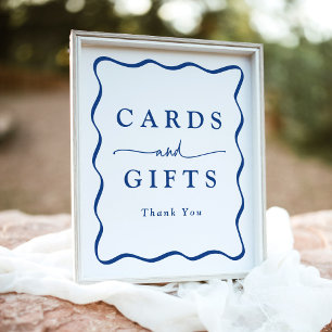 Moderne Blue Wavy Frame Cards und Geschenke Poster