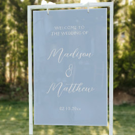Moderne Blue Wedding Willkommen Acrylschild