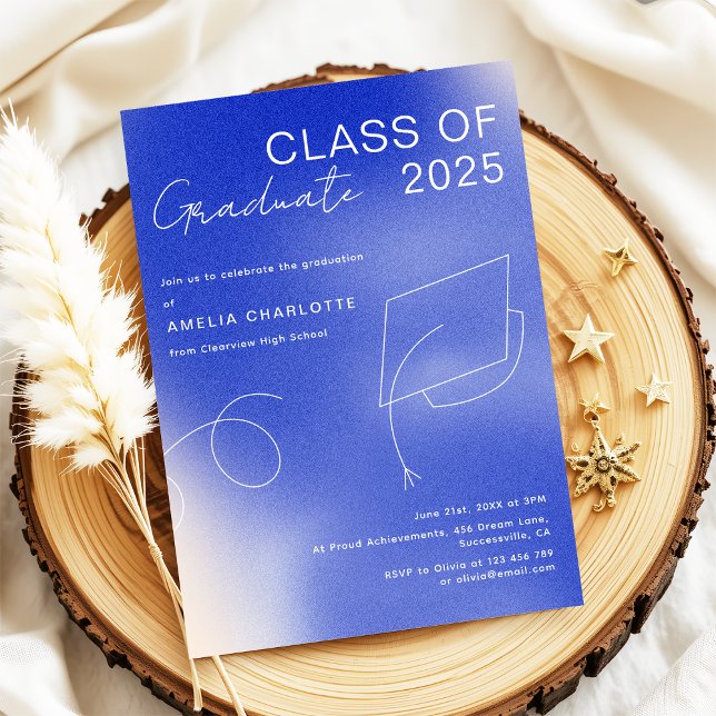 Moderne Blue White Gradient Graduation Party Einladung (Von Creator hochgeladen)