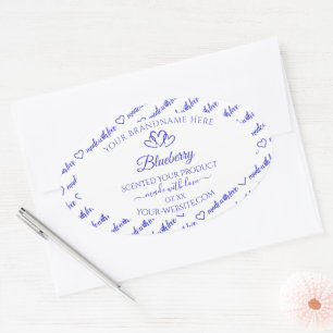 Moderne Blue White Word Cloud Product Labels Herz Ovaler Aufkleber