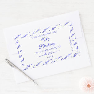 Moderne Blue White Word Cloud Product Labels Herz Rechteckiger Aufkleber
