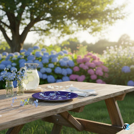 Moderne Blue Wildblume Garden Grüne Babydusche Pappteller