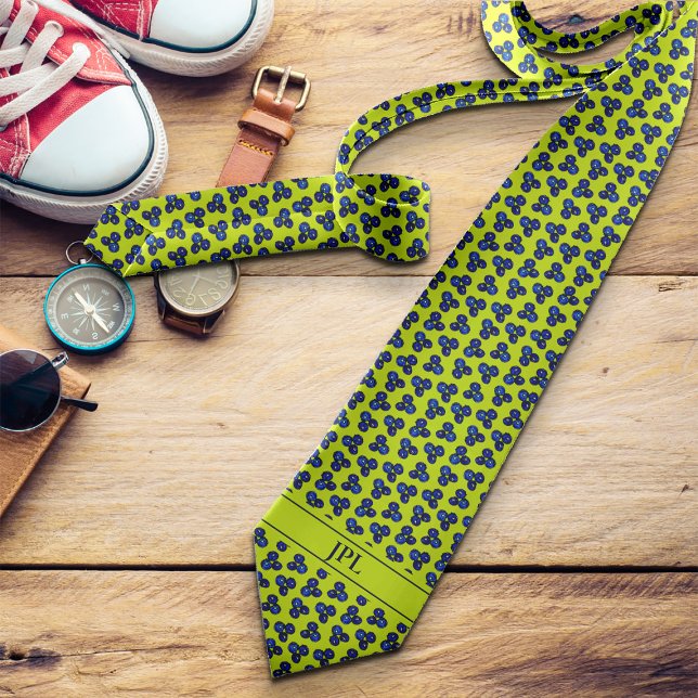 Moderne Blueberry Initials VibranBold Fun Novelty Krawatte (Von Creator hochgeladen)