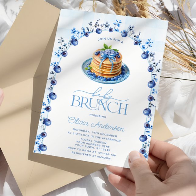 Moderne Blueberry Pancake Baby Brunch Babydusche Einladung (Von Creator hochgeladen)