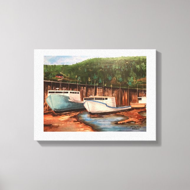 Moderne Blues und das braune Fischerdorf Leinwanddruck (Vorderseite)