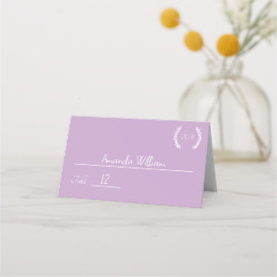 Moderne Blume Art Monogram Lila Lavendel Platzkarte