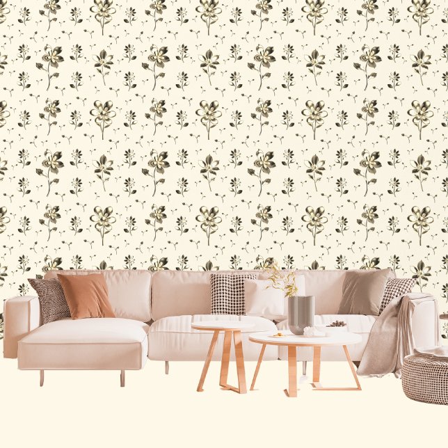 Moderne Blume aus Gold und Bronze Tapete (Living Room)