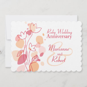 Moderne Blume Blütenblätter Rote Rupie Hochzeit ei Einladung