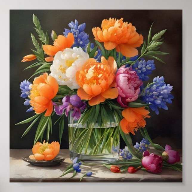 Moderne Blume der Plakatkunst Poster (Vorne)