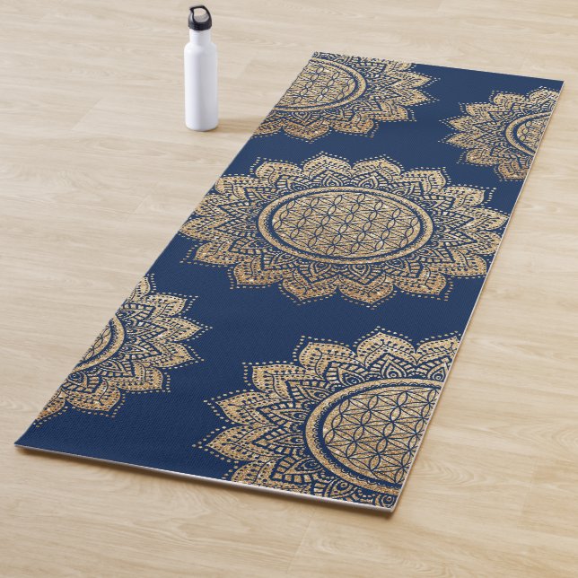 Moderne Blume des Lebens Gold Mandala Yogamatte (Beispiel)