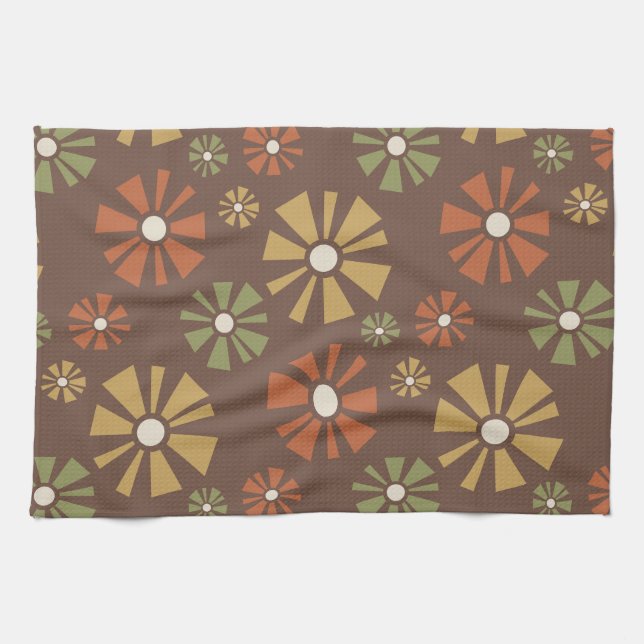 Moderne Blume des Mittelalters Geschirrtuch (Horizontal)
