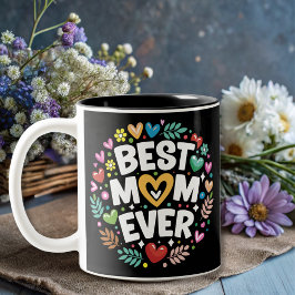Moderne Blume die beste Mutter aller Zeiten Zweifarbige Tasse