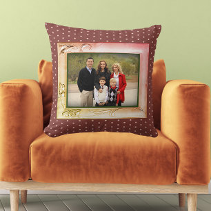Moderne Blume Foto Bilderrahmen Rosa erdige Punkte Kissen
