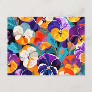 Moderne Blume für Abstrakte Stiefmütterchen Postkarte