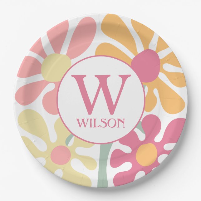 Moderne Blume für die Farbe des Wassers in der Fam Pappteller (Vorderseite)