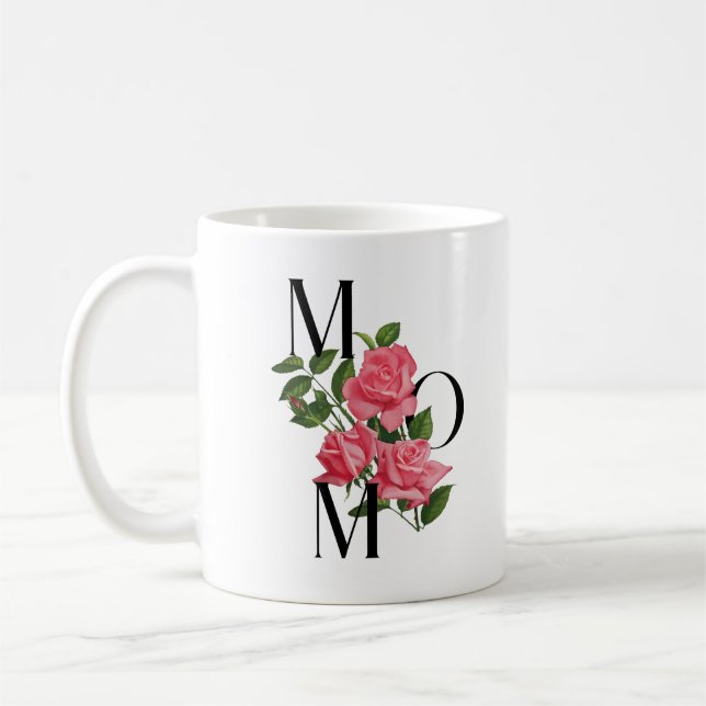 Moderne Blume für Mama Rosa Rose Kaffeetasse (Links)