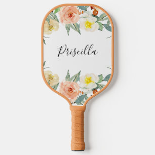 Moderne Blume für Pfirsich und Creme Pickleball Schläger