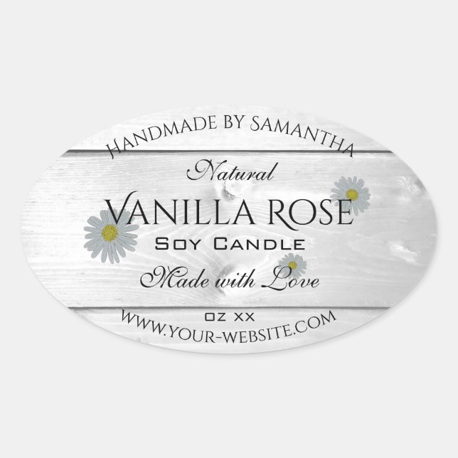 Moderne Blume für Weißholz-Körner Ovaler Aufkleber (Vorderseite)