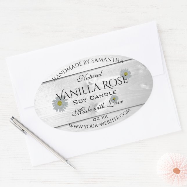 Moderne Blume für Weißholz-Körner Ovaler Aufkleber (Umschlag)