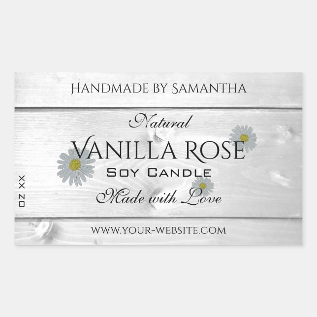 Moderne Blume für Weißholz-Körner Rechteckiger Aufkleber (Vorderseite)