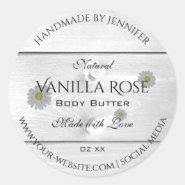 Moderne Blume für Weißholz-Körner Runder Aufkleber