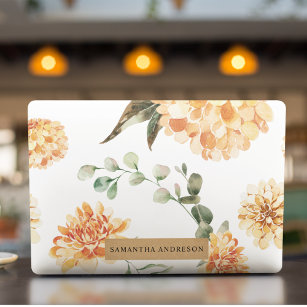 Moderne Blume Gelb & Kraft Personalisiertes Gesche HP Laptop-Aufkleber