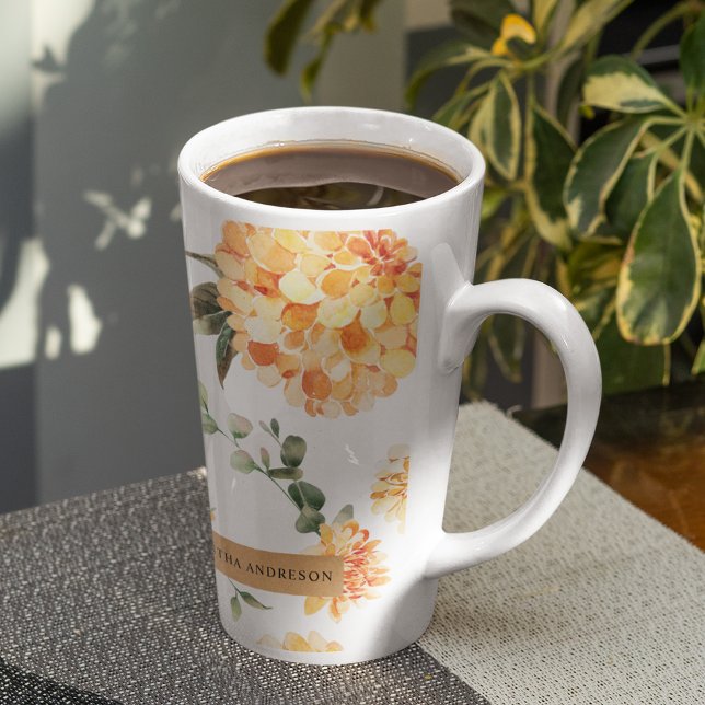 Moderne Blume Gelb & Kraft Personalisiertes Gesche Milchtasse (Von Creator hochgeladen)