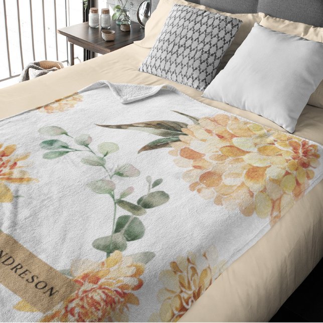 Moderne Blume Gelb & Kraft Personalisiertes Gesche Sherpadecke (Von Creator hochgeladen)