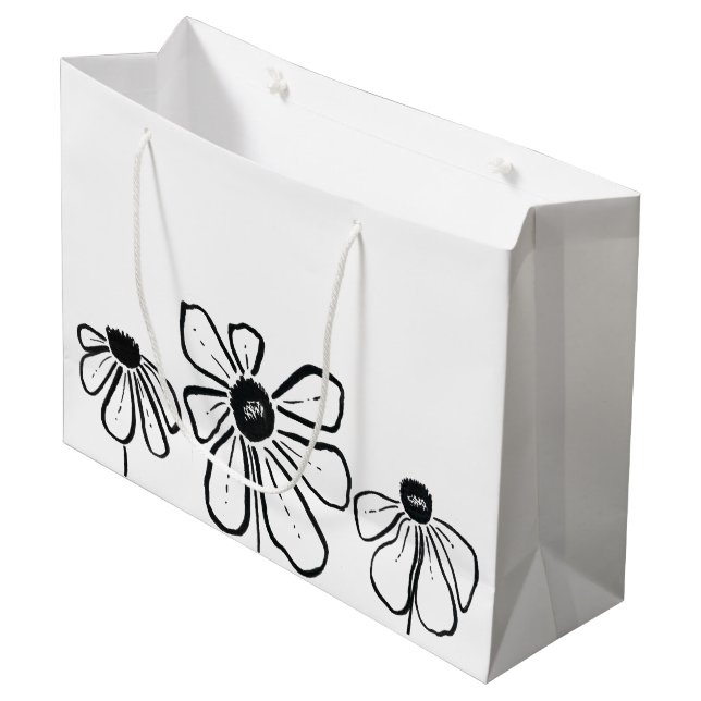 Moderne Blume Geschenktasche Große Geschenktüte (Vorderseite Schrägansicht)