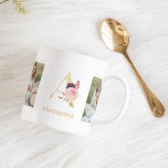 Moderne Blume Gold Letter A | Monogramm für zwei F Kaffeetasse<br><div class="desc">Moderne Blume Gold Letter A | Monogramm für zwei Fotos</div>