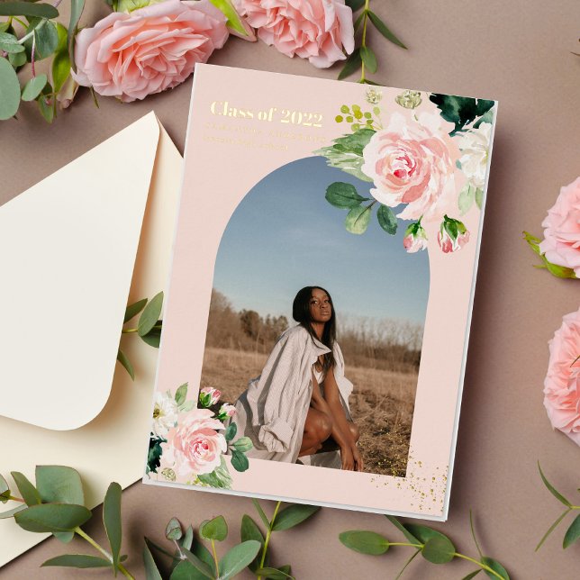 Moderne Blume | Goldstaub-Foto Folieneinladung (Von Creator hochgeladen)