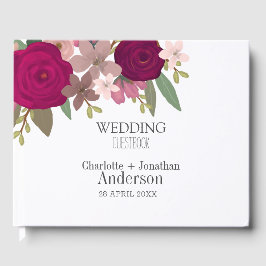 Moderne Blume im Burgund-Garten Hochzeiten Gästebuch
