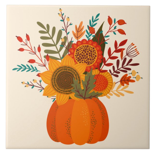 Moderne Blume im Herbst in Pumpkin Fliese (Vorderseite)