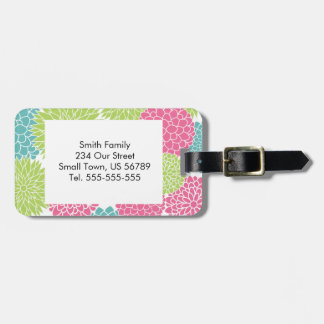 Moderne Blume in Grün und Heiß-Rosa Gepäckanhänger