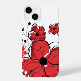 Moderne Blume in Rot und Schwarz Case-Mate iPhone 14 Hülle