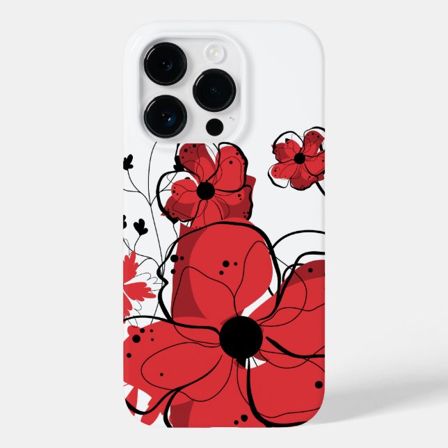 Moderne Blume in Rot und Schwarz Case-Mate iPhone Hülle (Rückseite)