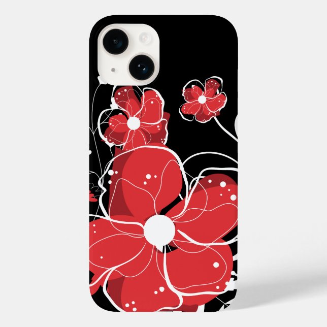 Moderne Blume in Rot und Weiß Case-Mate iPhone Hülle (Rückseite)