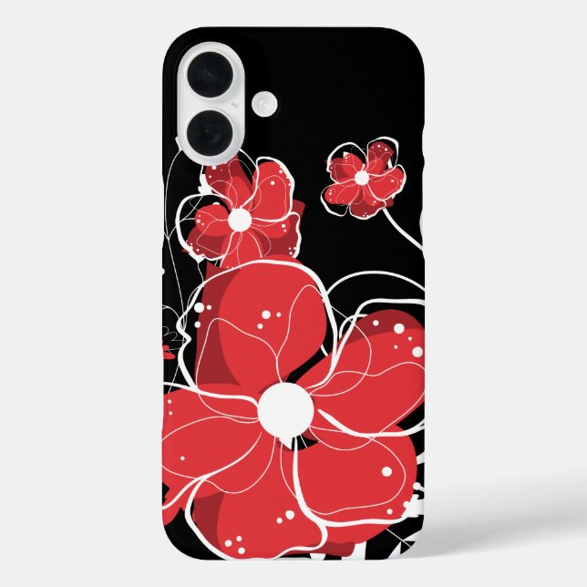 Moderne Blume in Rot und Weiß Case-Mate iPhone Hülle (Rückseite)