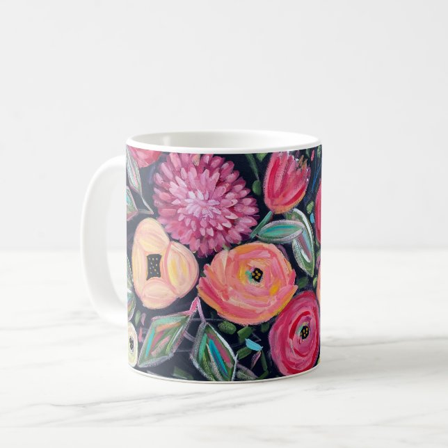 Moderne Blume Kaffeetasse (Vorderseite Links)