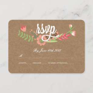MODERNE BLUME KRAFT PAPER RSVP CARDS