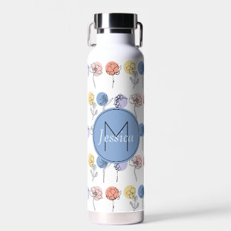 Moderne Blume-Linienzeichnungen mit Pastellfarben Trinkflasche