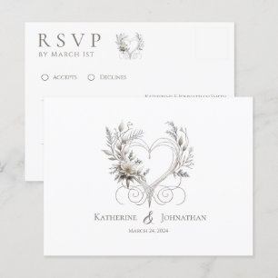 Moderne Blume mit Herz-UAWG-Hochzeit- Postkarte