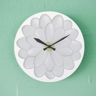 Moderne Blume mit weißer Daisy Große Wanduhr