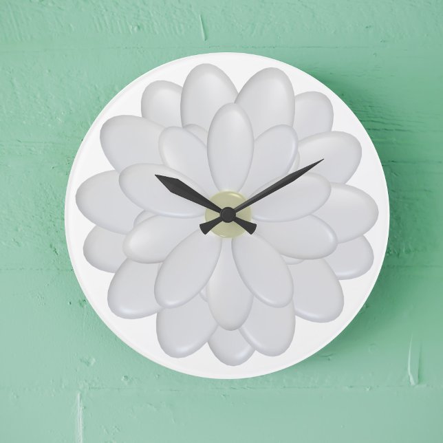 Moderne Blume mit weißer Daisy Große Wanduhr (A large white daisy clock just for you)