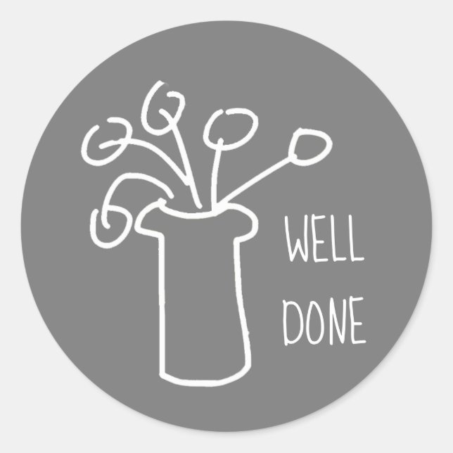 Moderne Blume mit weißer Kontur Runder Aufkleber (Vorderseite)