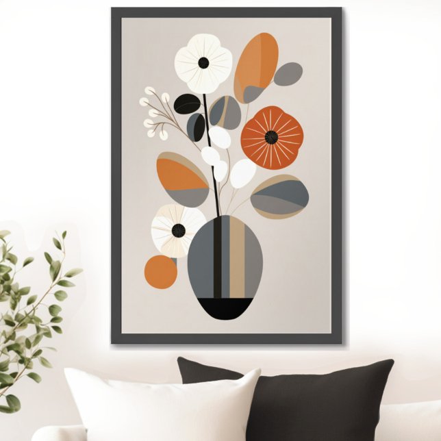 Moderne Blume Mitte des Jahrhunderts Poster (Transform your space with the timeless beauty of mid century modern floral art print. )
